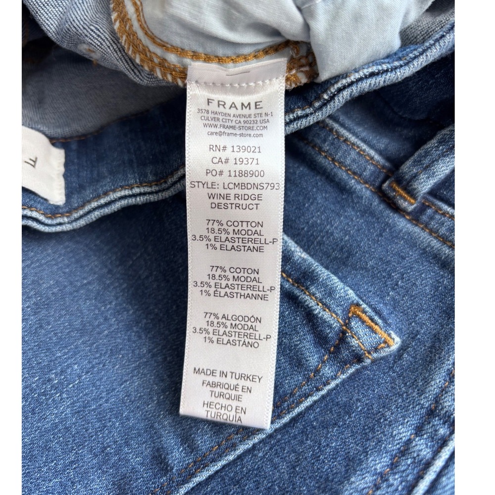 Frame Le Crop Mini Boot Jeans Wine Ridge Destruct Blue Raw Hem 32x27 - Picture 5 of 9